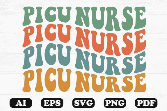 PICU Nurse Retro Wavy Svg: A Stylish Embroidery Choice